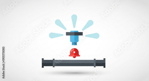 Leaking pipe with water spray and red valve on industrial gray tube symbolizing plumbing issues and water conservation