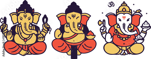 Ganesha Statues in Various Forms.