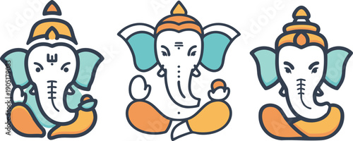 Ganesha Statues in Different Poses.