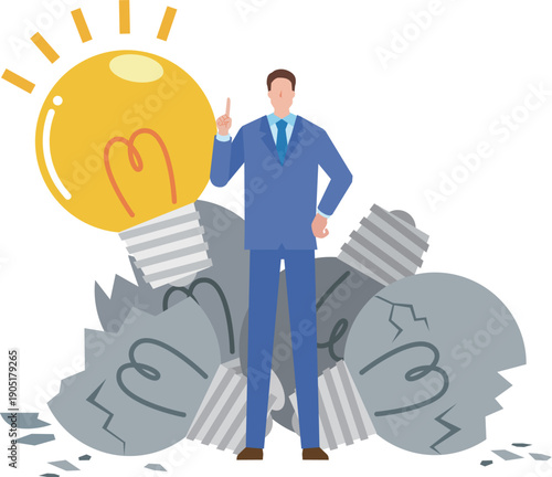 失敗からアイデアを思いつくビジネスマン