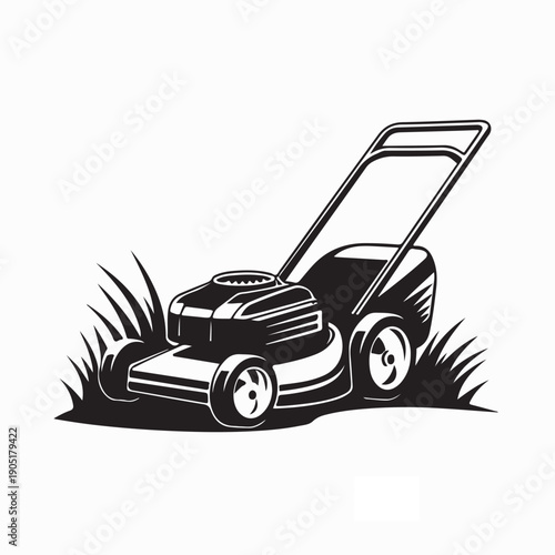 Modern Lawn Mower Machine Logo Vector Design for Gardening and Landscaping Brand