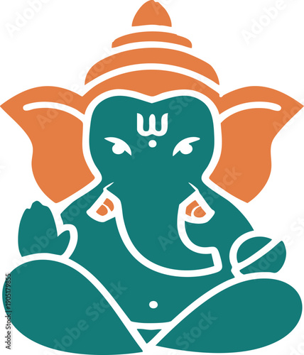 Ganesha Cartoon Illustration Hindu Deity.