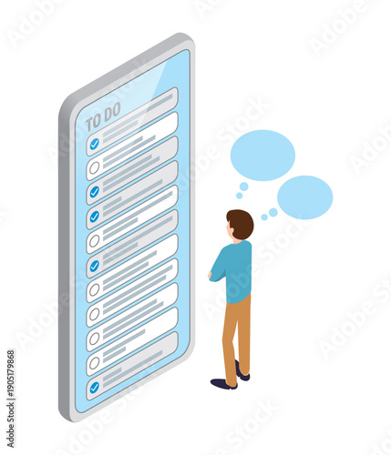 スマホでToDoリストを見ながら考えている人