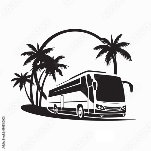 Travel and tour bus logo design vector illustration on white background