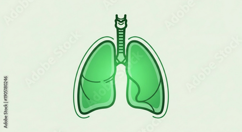 Green lungs with trachea illustration for health and medical concepts on a light background