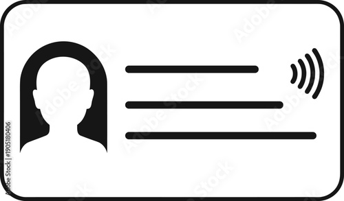 Audio message profile card icon with user avatar and sound waves, voice communication and contact interface vector design