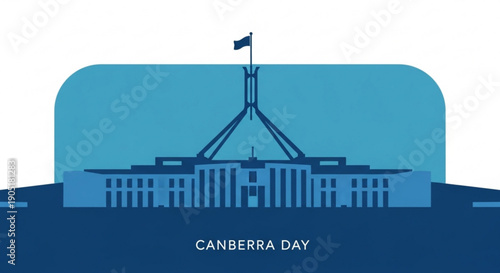 Australian parliament house canberra day blue graphic illustration