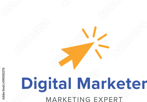 Digital marketer logo with click icon and expert text