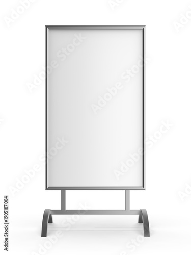 Wallpaper Mural Blank freestanding advertising display board with a sleek aluminum frame and sturdy curved metal base. The vertical poster panel offers ample copy space for branding, promotional messages, retail adve Torontodigital.ca