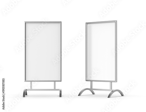 Wallpaper Mural Blank freestanding advertising display board with a sleek aluminum frame and sturdy curved metal base. The vertical poster panel offers ample copy space for branding, promotional messages, retail adve Torontodigital.ca