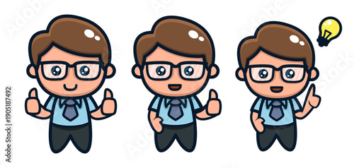 Set of cute nerds with glasses design template.