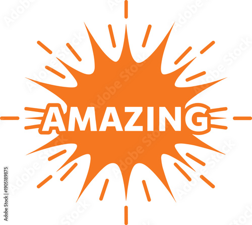 Amazing text burst badge icon representing excitement promotion attention highlight and positive marketing message design
