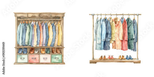 clothes valet watercolor vector illustration