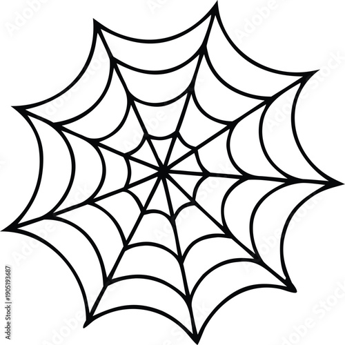 Intricate and symmetrical spider web design with bold black lines
