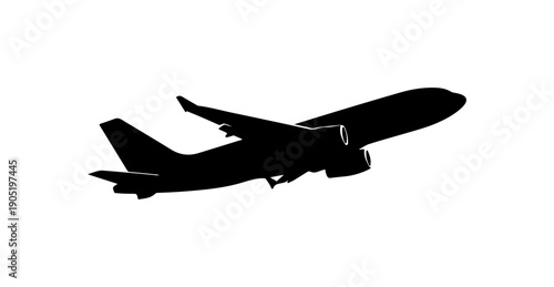 Modern Passenger Jet in Flight Silhouette