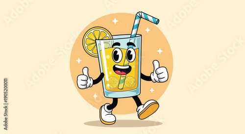 Happy Lemonade Glass Cartoon Character Giving Thumbs Up.