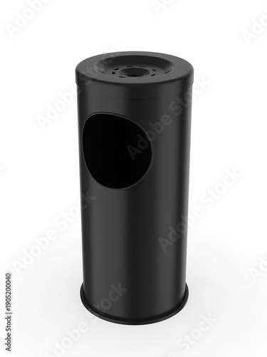 Wallpaper Mural Modern standing ashtray with a sleek cylindrical design, featuring a matte white metal body and stainless steel trim. The freestanding floor model includes a recessed top with cigarette rest grooves a Torontodigital.ca