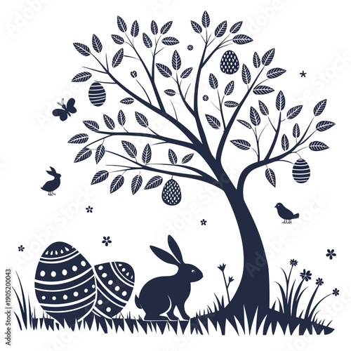 Modern vector pattern in a trendy dark theme for Easter, offering a sophisticated and stylish holiday background.