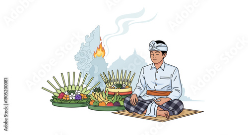 Balinese Hindu priest ceremony.