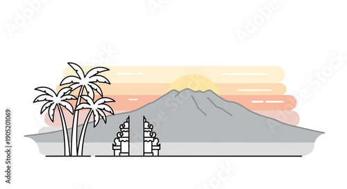 Tropical Island Palm Trees.