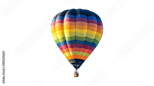 Classic Striped Hot Air Balloon Flying Isolated