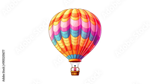Colorful hot air balloon isolated on white background