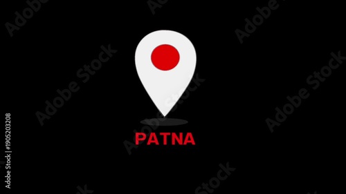 China Location city of  Patna , animated GPS location tracking icon GPS Map symbol. Map pin icon animation with jihan city text.
