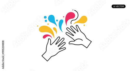 Hands releasing colorful splashes of paint in air creative expression and freedom concept