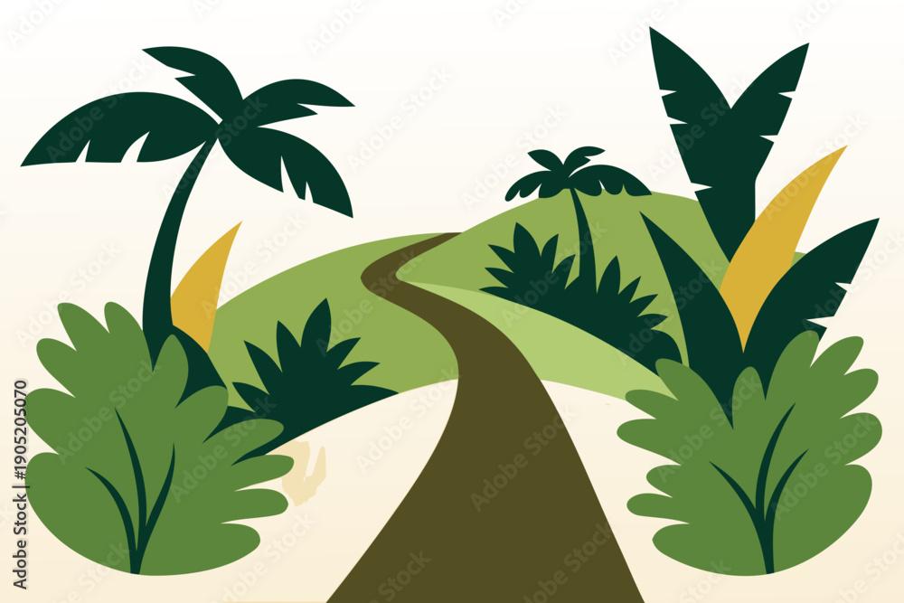 Fototapeta premium Jungle Path Silhouette Vector 