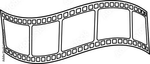 Film strip illustration, cinema artwork, photography graphic design, movie reel vector, entertainment media icon, storytelling symbol, black and white artwork pack