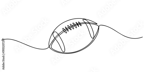One continuous line drawing American football ball. sport ball concept, American football ball in single continuous line style. One line drawing of Rugby ball. Editable stroke drawing. American footba