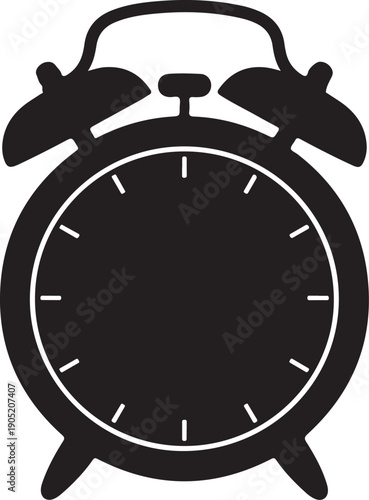 Black and white alarm clock with no hands time clock face