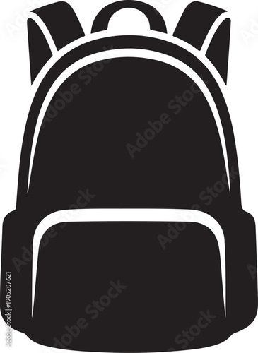 Black and white backpack with straps and zipper