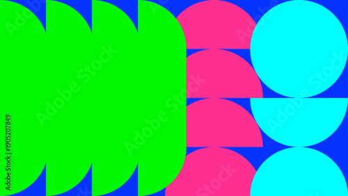 Geometric shapes in green, pink, and blue for designs. Suitable for abstract backgrounds, prints, textiles, and modern themes.