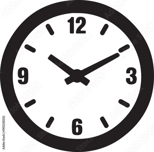 Black and white clock showing