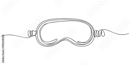 Silk Sleep Mask Eye Cover continuous one line drawing, Sleep mask doodle eye relax mask doodle sketch. Night sleep accessory bedtime hand drawn. Outline drawing line clipart, Sleep mask silhouette, 