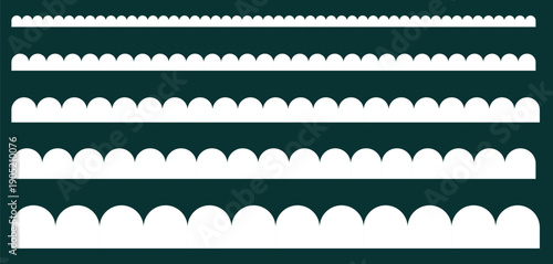Scalloped Edge Border Pattern White Decorative Trim Wave Design Collection Set