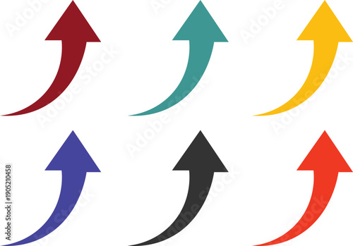 Curved Swoosh Arrow Collection Colorful Upward Growth Direction Indicator Set