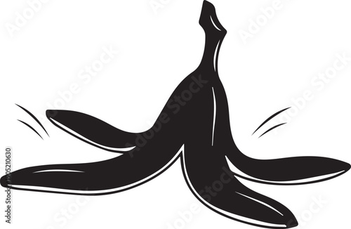 Slippery banana peel discarded on floor creating comical hazard for walking person