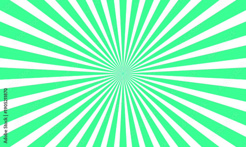 Fototapeta premium Green-white patterns background. Sun rays.