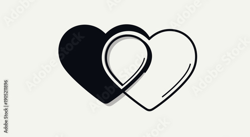 Two Hearts Interconnected Simple Design Element.