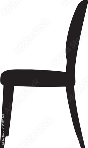 Black chair silhouette with curved backrest and four legs