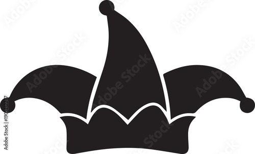 Jester hat with bells vector silhouette illustration isolated on transparent background