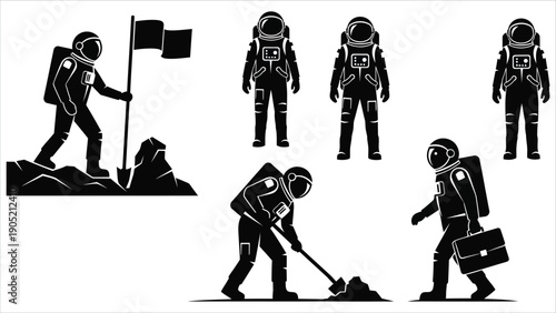 Astronaut Silhouette Illustration Space Exploration and Professional Space Activity