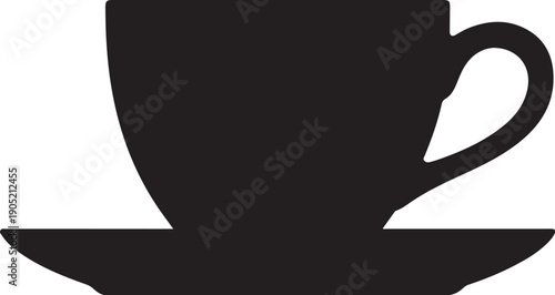 Black coffee cup on saucer silhouette