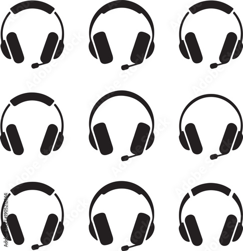 Vector headphones icon,headset with microphone isolated on transparent background