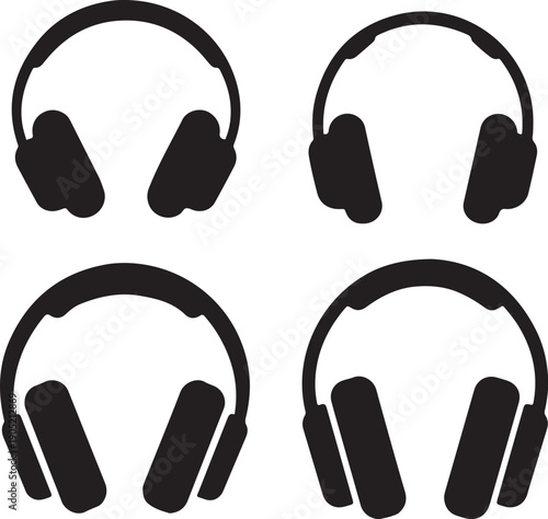 Vector headphones icon,headset with microphone isolated on transparent background