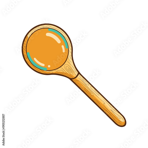 Wooden Spoon with Orange and Blue Accents kitchen utensil