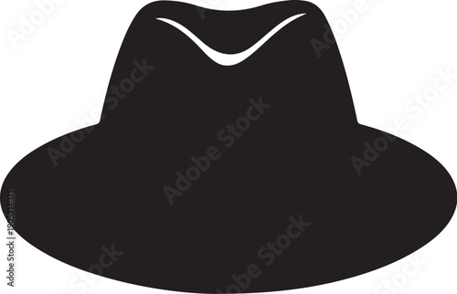 Black Fedora Hat with White Stripe Silhouette