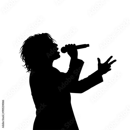 Singer Silhouette Illustration with Microphone Music Performance